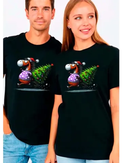 Футболка новогодняя лошадь с ёлкой