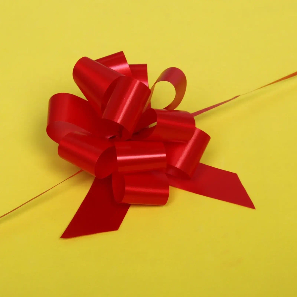 Бант для оформления подарка «Блеск» 3 см, d-11 см, Красный