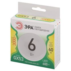 Лампа светодиодная ЭРА GREEN LINE LED GX-6W-830-GX53 GL 6Вт таблетка теплый свет GX53 | Лампы cветодиодные Плоские (GX)
