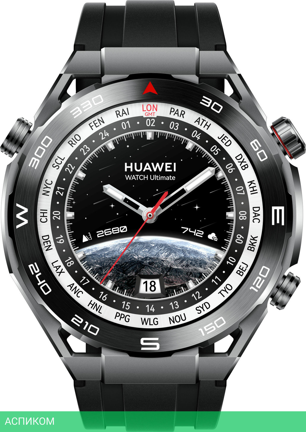 Умные часы Huawei Watch Ultimate HNBR Strap Black (55020AGP)