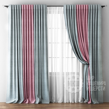 Комплект штор с тюлью: КРИСТЕН (арт. BL01-242-02) - 300х270, (170х270)х2 см. - (Возможна высота 250 см.) - серо-розовые