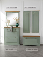 Обувница для прихожей, 87х21х97, Неаполь, тумба для обуви в прихожую, 2 двери 1 ящик, сосна, зеленый эвкалипт, Dipriz