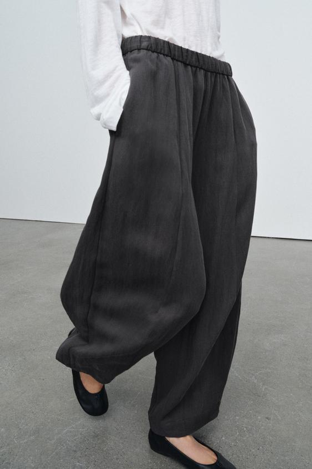 ZARA БРЮКИ BARREL — ZW COLLECTION, ТЕМНО-СЕРЫЙ