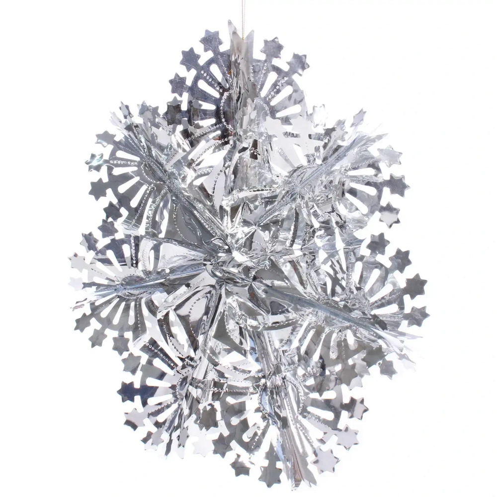 Украшение фольгированное «Сказочная снежинка» d-30 см, Серебро