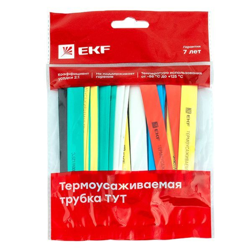 Термоусаживаемая трубка ТУТ нг 12/6 набор:7 цветов по 3шт, 100мм, EKF PROxima