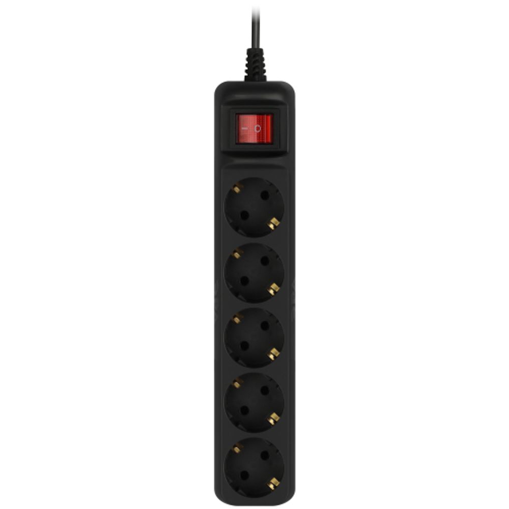 Удлинитель электрический ЭРА UX-5es-1,5m-B с заземлением с выключателем 5 розеток 1,5м ПВС 3x0,75мм2 черный