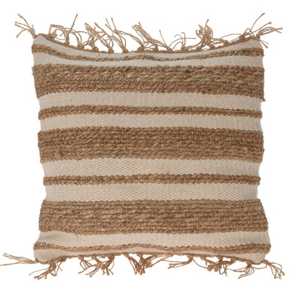 Подушка с бахромой из джута и хлопка 45*45 см