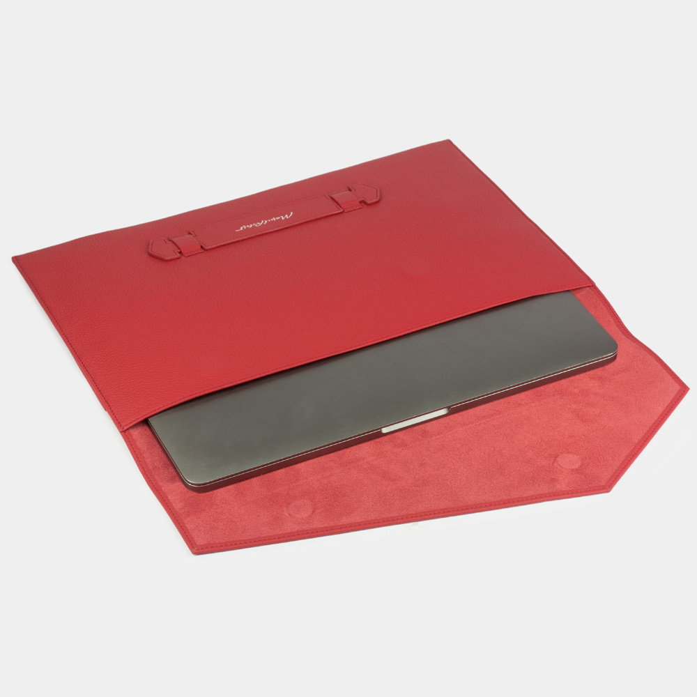 Чехол для докуметов и техники Maccase 17' из кожи теленка, красного цвета