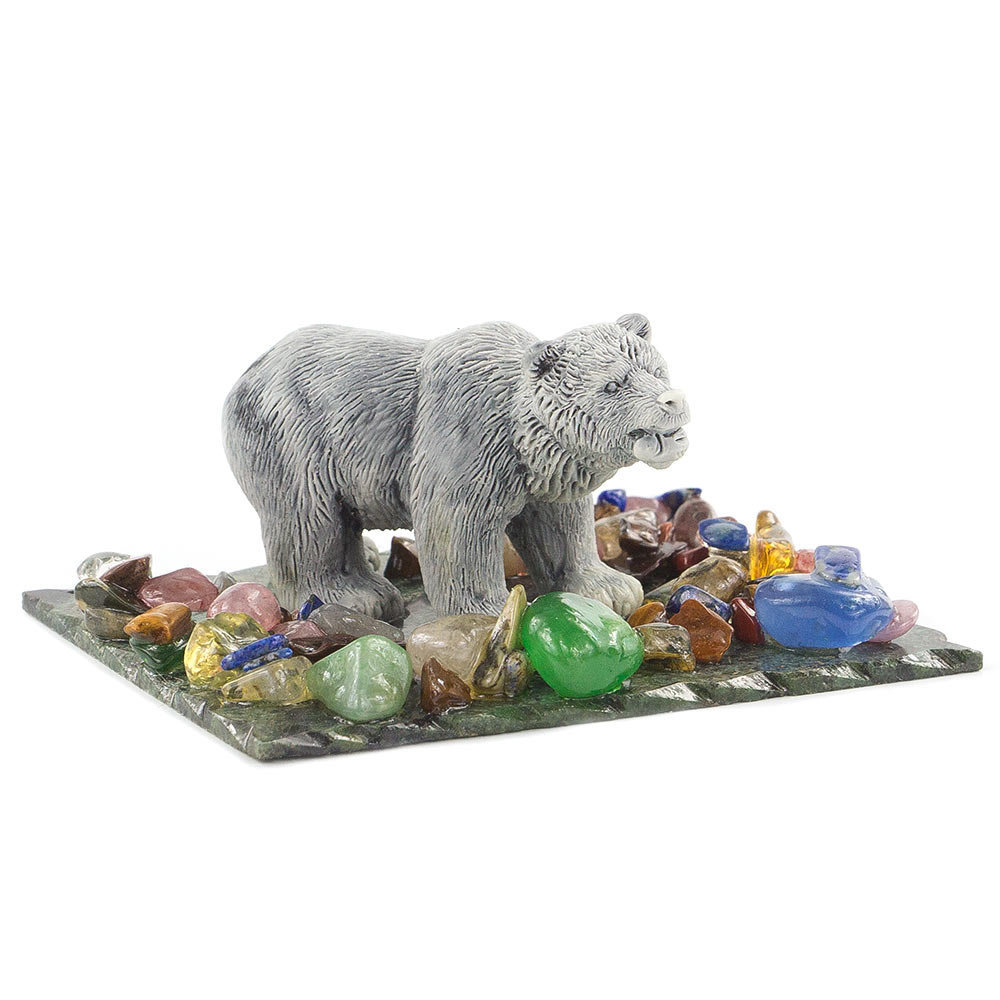 Сувенир "Медведь с рыбой" из мрамолита R120595