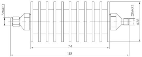 SMA, Аттенюатор фиксированный, 4 ГГц, 50Вт (3-50 dB)