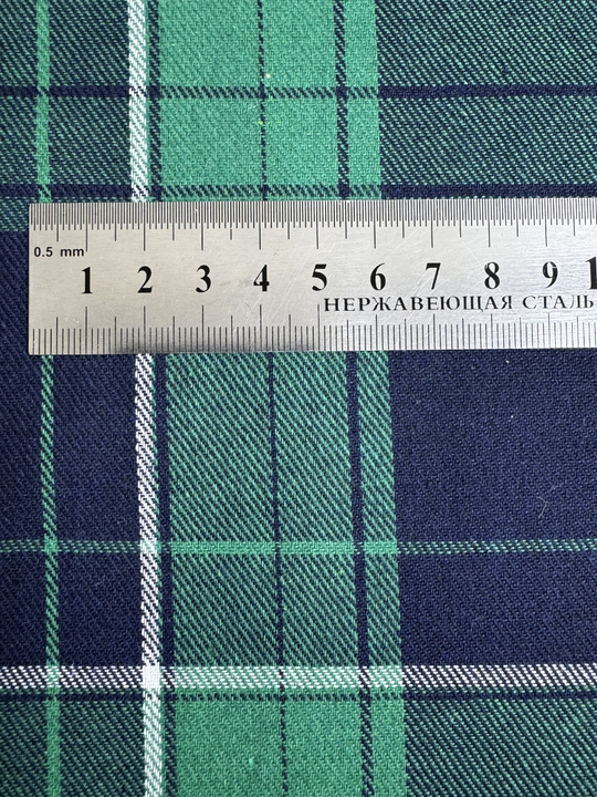 Костюмная принт клетка, зелен/синий