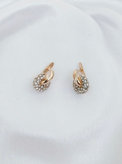 "Фрона"  серьги в золотом покрытии из коллекции "Озон" от Jenavi с английским замком