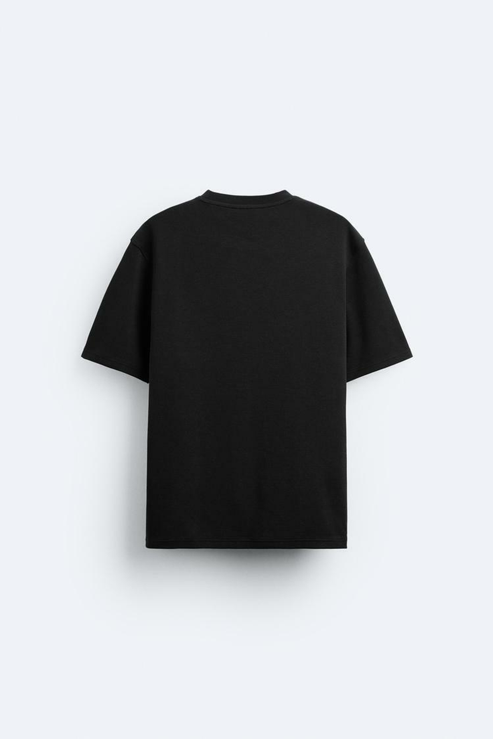 ZARA ФУТБОЛКА ИЗ РЕЛЬЕФНОЙ ТКАНИ, ЧЕРНЫЙ