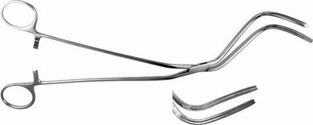 ТМ- З-79 Зажим д/врем. пережат.аорты с кремальерой с 2-м изгиб., детск., 270 мм (НОВОЕ ИСПОЛНЕНИЕ)