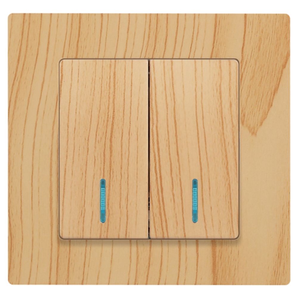 Выключатель Intro Accent 6-105-11 двойной с подсветкой, 10А-250В, IP20, СУ, AL/CU, сосна | Intro