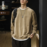 Мужская толстовка в американском ретро-стиле на весну и осень, очень большая, на флисовой подкладке, без капюшона, с длинным рукавом, в стиле Чжуншань.