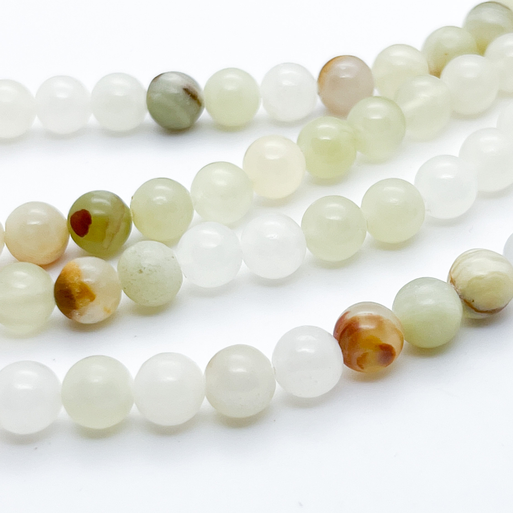 "Мраморный оникс" бусины (кальцит), диаметр 8,4-8,5 мм, цена за 22-23 шт (1/2 нити)