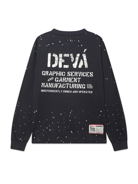 Мужской Лонгслив Crewneck Waffle Top - Splats - Navy Blue