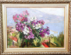 Картина Цветковой В.П. "Флоксы" холст/масло 70х100