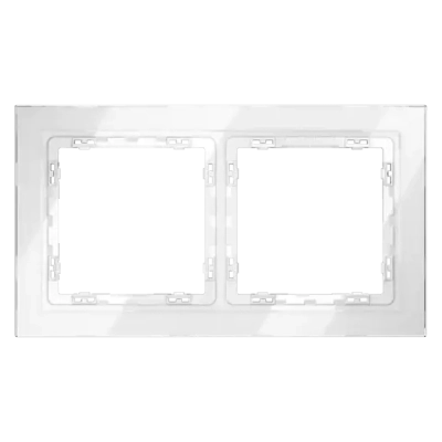 Рамка стеклянная VOLTUM S70 на 2 поста, (белый, стекло)
