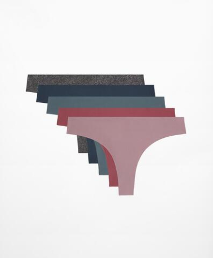 OYSHO Набор из 5 трусов танга из смесового полиамида с лазерной обработкой края,стальной