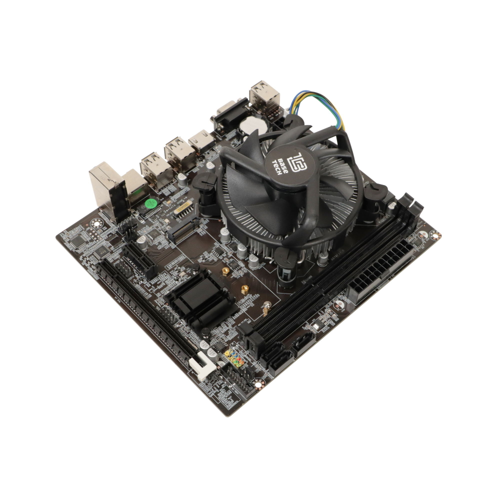 Материнская плата с процессором BaseTech H61M-K, Socket1155, i3-3250, mATX, Retail, Socket1155, Intel HD Graphics 2500, 2xDDR3, PCIe3.0, 1xM.2, GLAN, 8xUSB2, 2xUSB3, VGA, HDMI, кулер CPU (BT-H61M-K-3250)