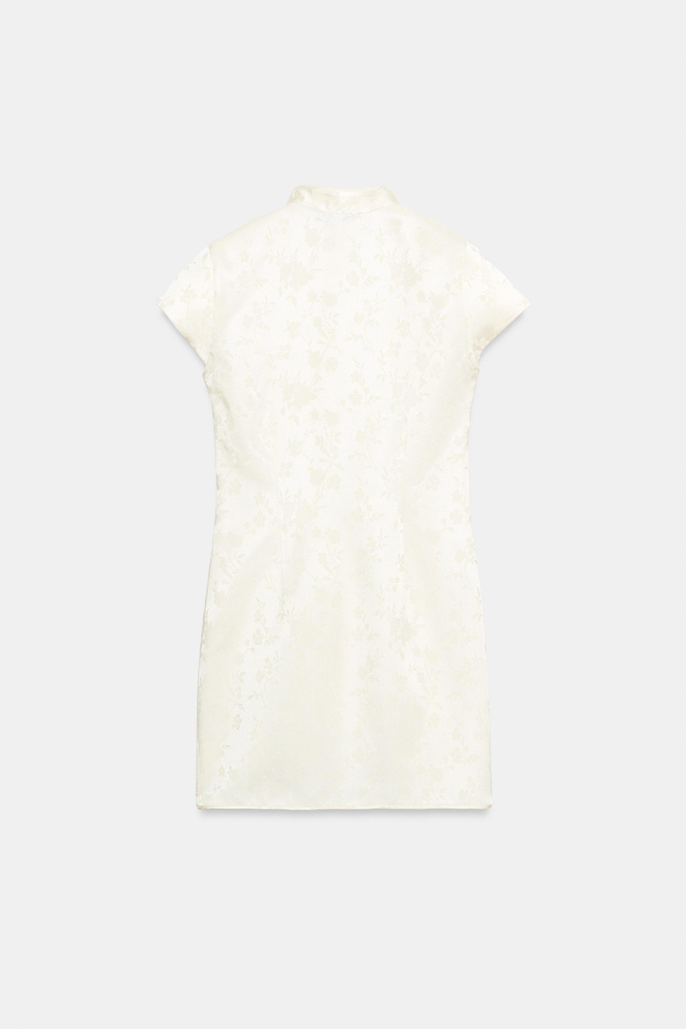 ZARA КОРОТКОЕ ЖАККАРДОВОЕ ПЛАТЬЕ, БЕЛЫЙ