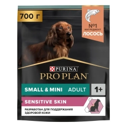 Pro plan adult small&mini sensitive skin сухой корм для собак мелких пород с чувствительной кожей с лососем и рисом - 700 г