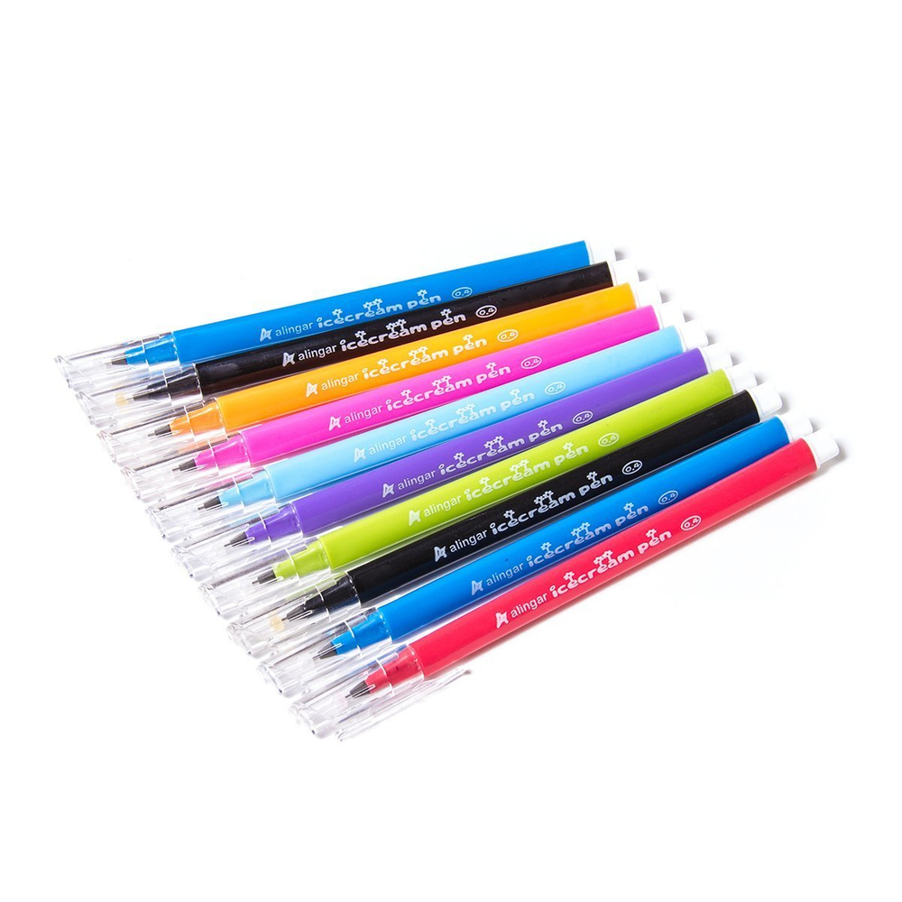 Набор гелевых ручек Alingar, 10 цветов, 0,4мм, цветной, треугольный пластиковый корпус, ассорти, ПВХ чехол, европодвес