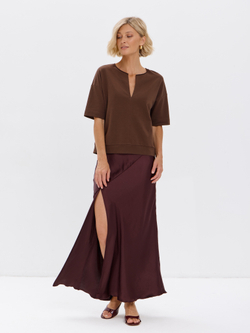 Плотная футболка из футера 2-нитки с V-вырезом HIGH TEMP