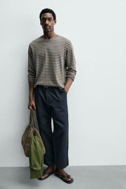 ZARA СВОБОДНЫЕ БРЮКИ STRAIGHT FIT, МОРСКОЙ СИНИЙ