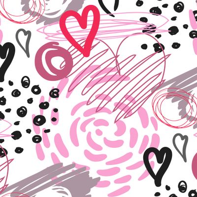 Розовые сердечки и абстрактные круги