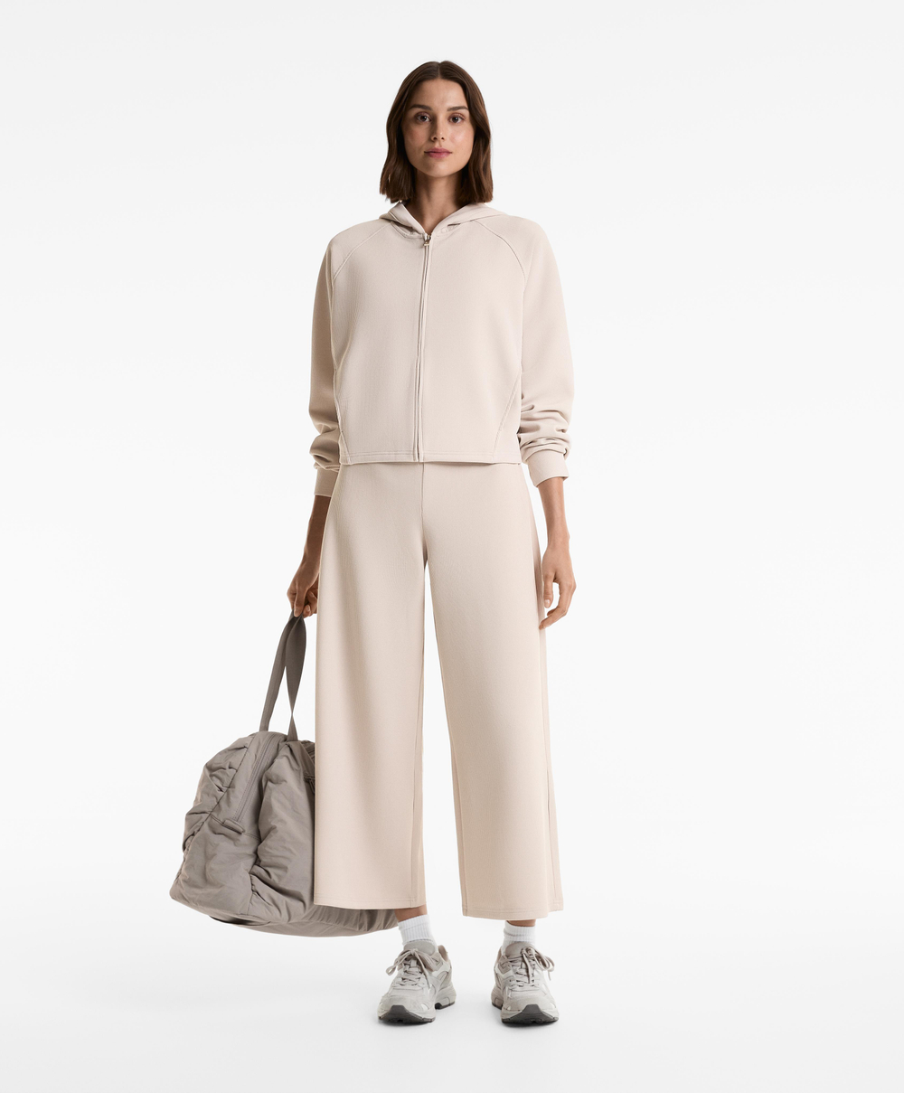 OYSHO Брюки широкого кроя в рубчик, норка