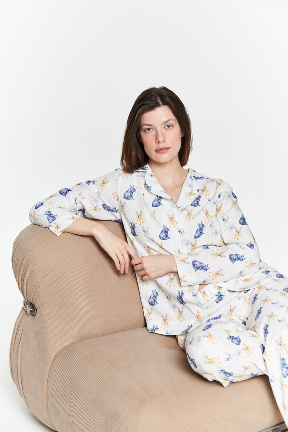 Блуза из вискозы с французскими бульдогами