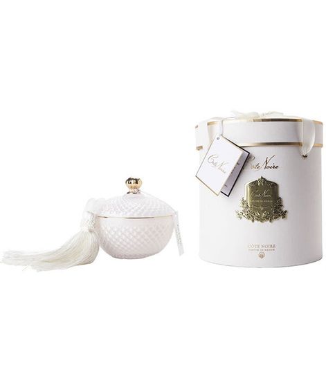 Лилия, круглая белая свеча Арт-деко с кисточкой, Cote Noire