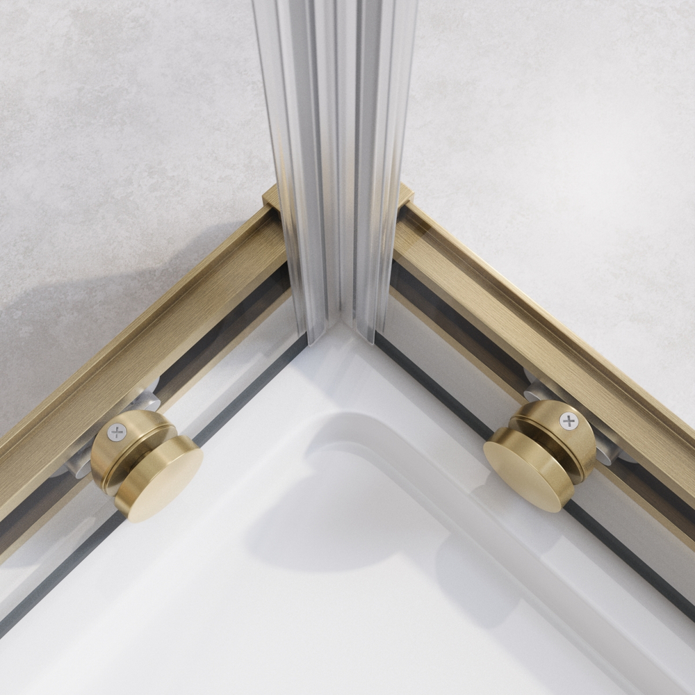 Душевой уголок Cezares RELAX-304-A-2-80-C-BORO, 80х80х200, профиль брашированное золото, прозрачное стекло