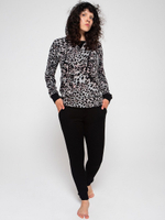 Домашние брюки из вискозной ткани в рубчик (Размер: M) (Цвет: черный)