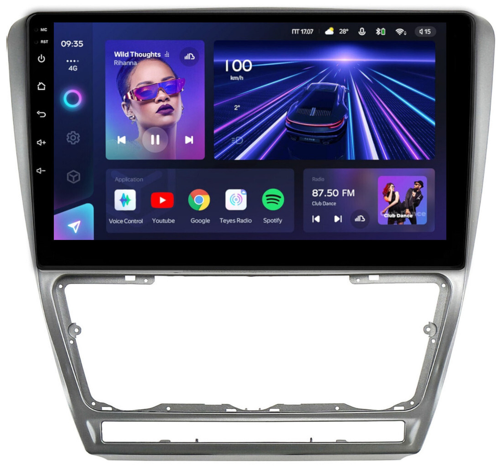 Магнитола для Skoda Octavia A5 2004-2013 (рамка серебро) - Teyes CC3 Android 10, ТОП процессор, 4/32 Гб, CarPlay, SIM-слот