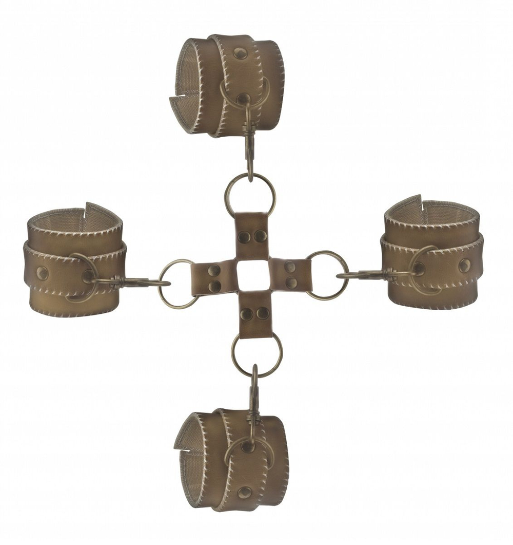 Фиксатор запястий к лодыжкам OUCH! BROWN (Цвет: коричневый)