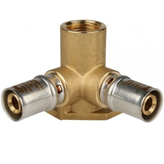 Тройник пресс Stout 16x1/2" ВР настенный с креплением (SFP-0015-001216)