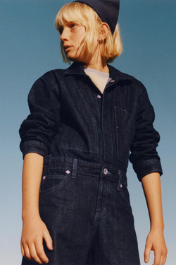 ZARA ДЖИНСОВЫЙ КОМБИНЕЗОН, СИНИЙ