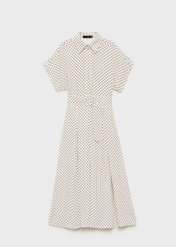 Платье в горошек с поясом