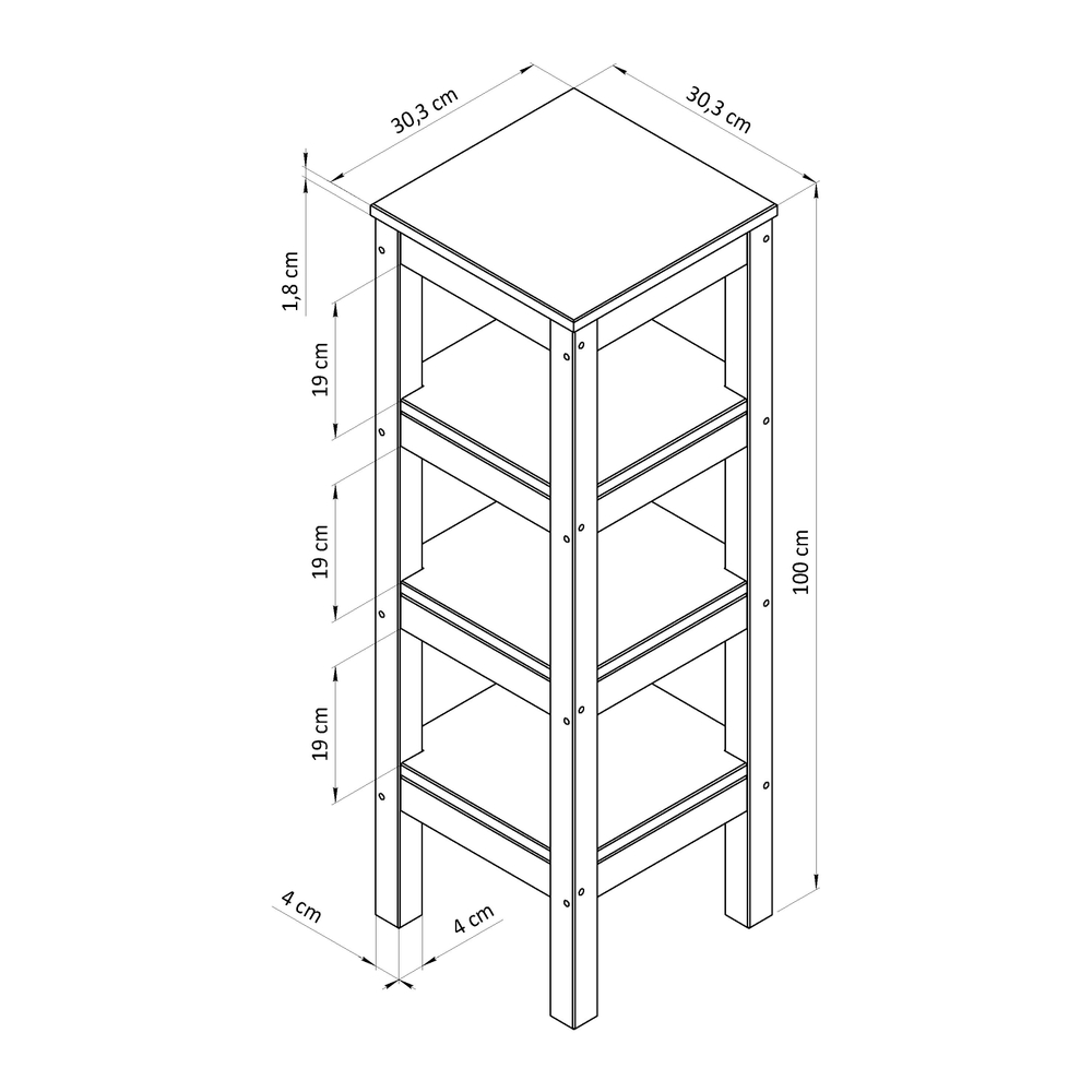 Стеллаж из массива сосны Ральф в скандинавском стиле, натуральная отделка