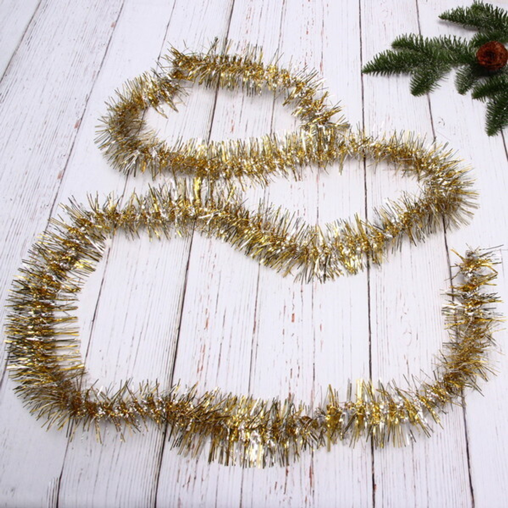 Мишура 2 м 7 см «Фонарик мерцающий», Золото/серебро