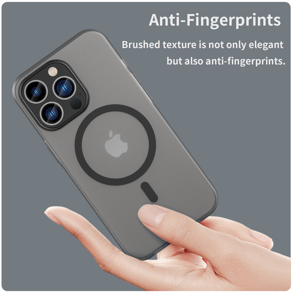 Мягкий усиленный чехол черного цвета с поддержкой MagSafe для iPhone 13 Pro, серия Frosted Magnetic