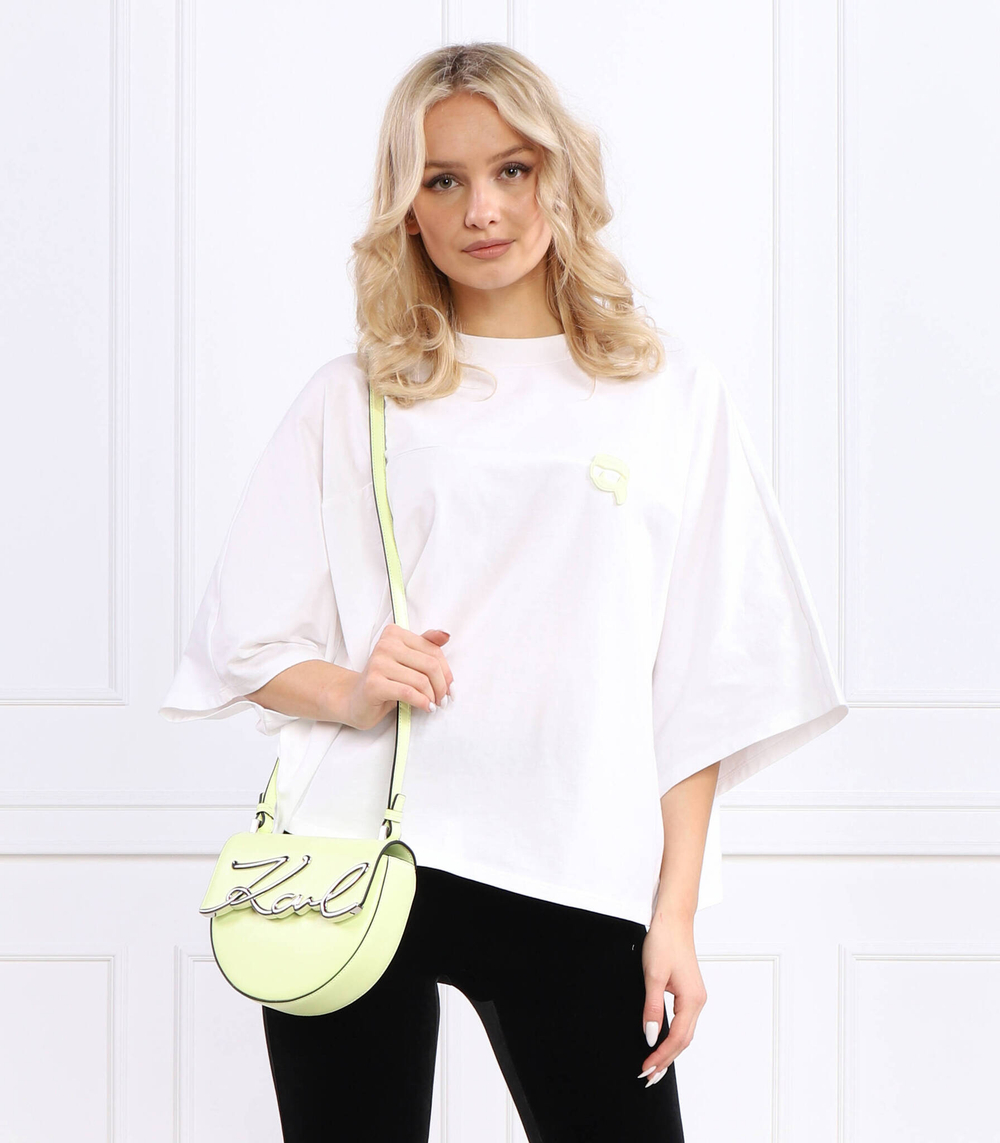 кожаная сумка-мессенджер k/signature sm Karl Lagerfeld - лимонный(230W3087)