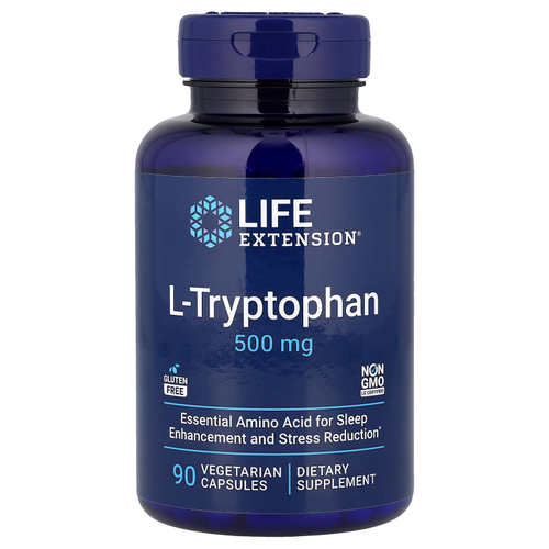 Life Extension, L-триптофан, 500 мг, 90 вегетарианских капсул