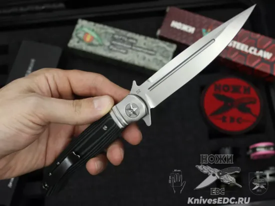 Складной нож REPTILIAN НКВД 03-2 c клинком из стали D2, рукоять зеленая микарта