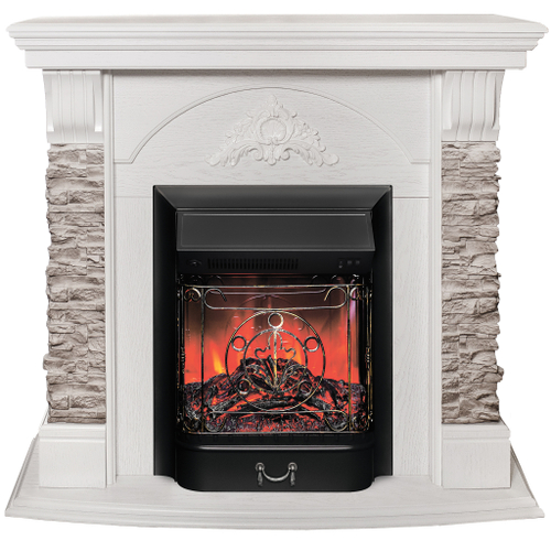 Каминокомплект Real Flame Athena GR WT с очагом Majestic Lux Black (без пульта)