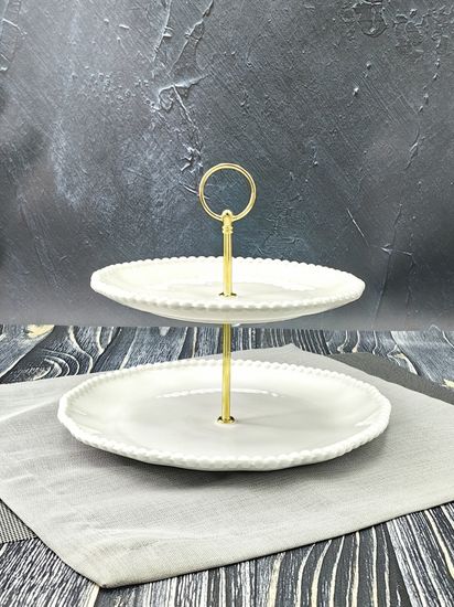 Блюдо 2-х ярусное, этажерка Бусины